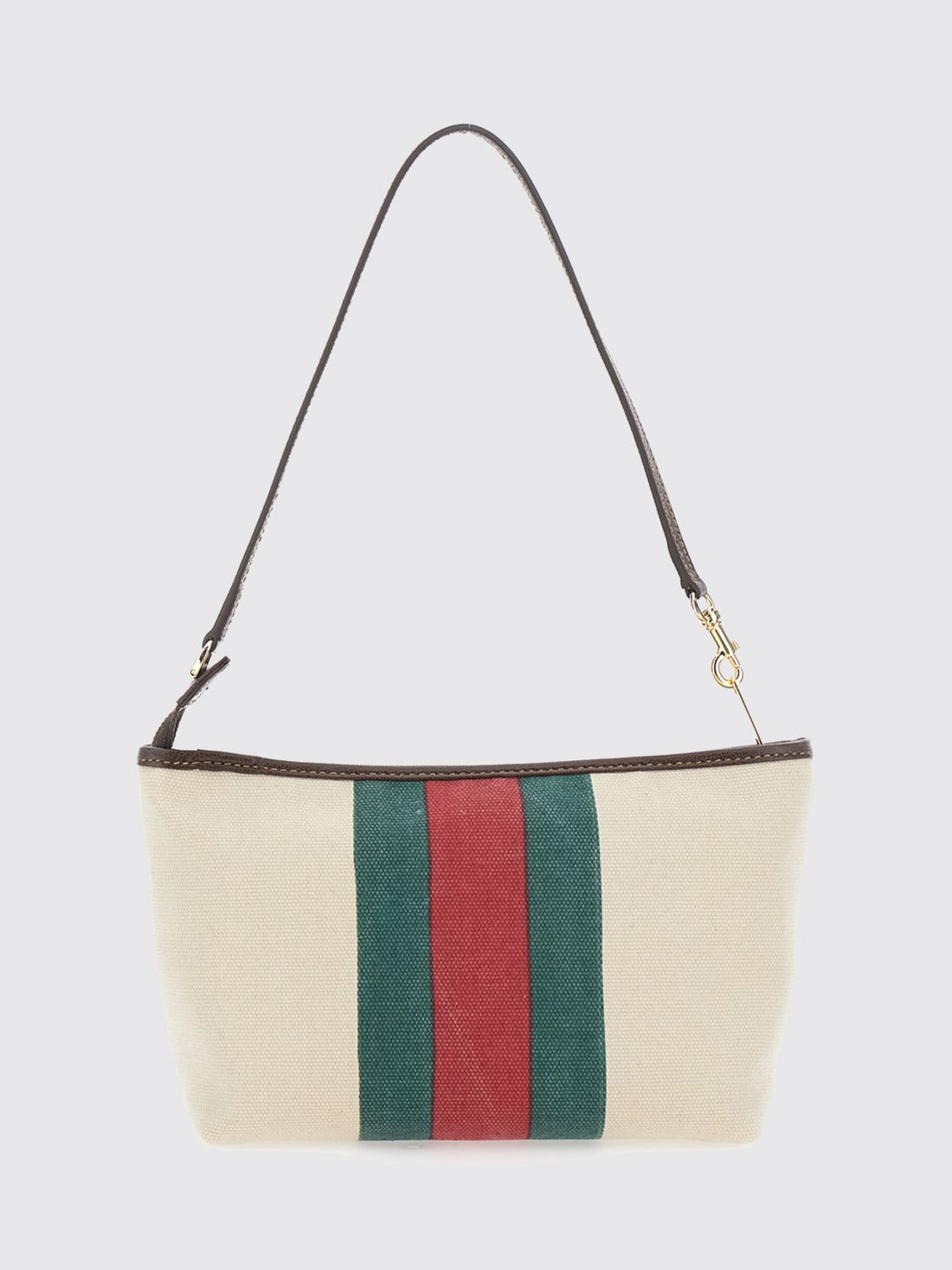 GUCCI OS mini shoulder bag in cotton canvas with web stripe and leather handle
