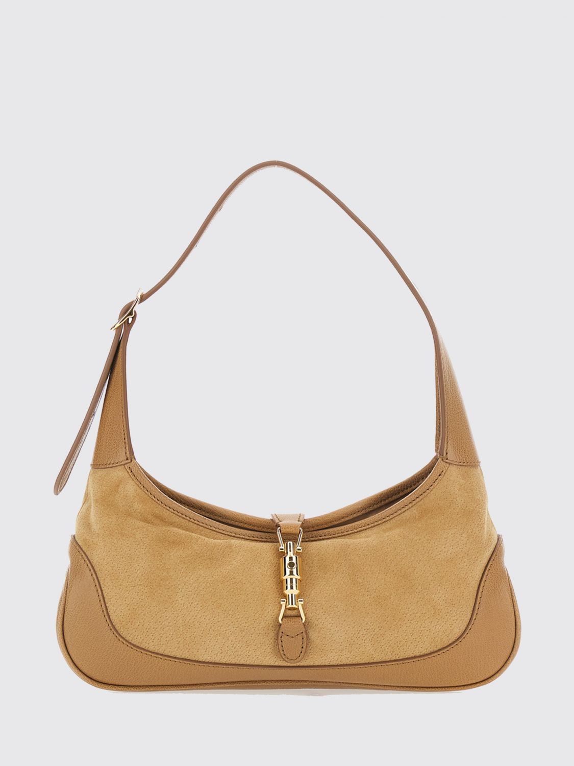 jackie slim shoulder bag in grained leather with piston lock