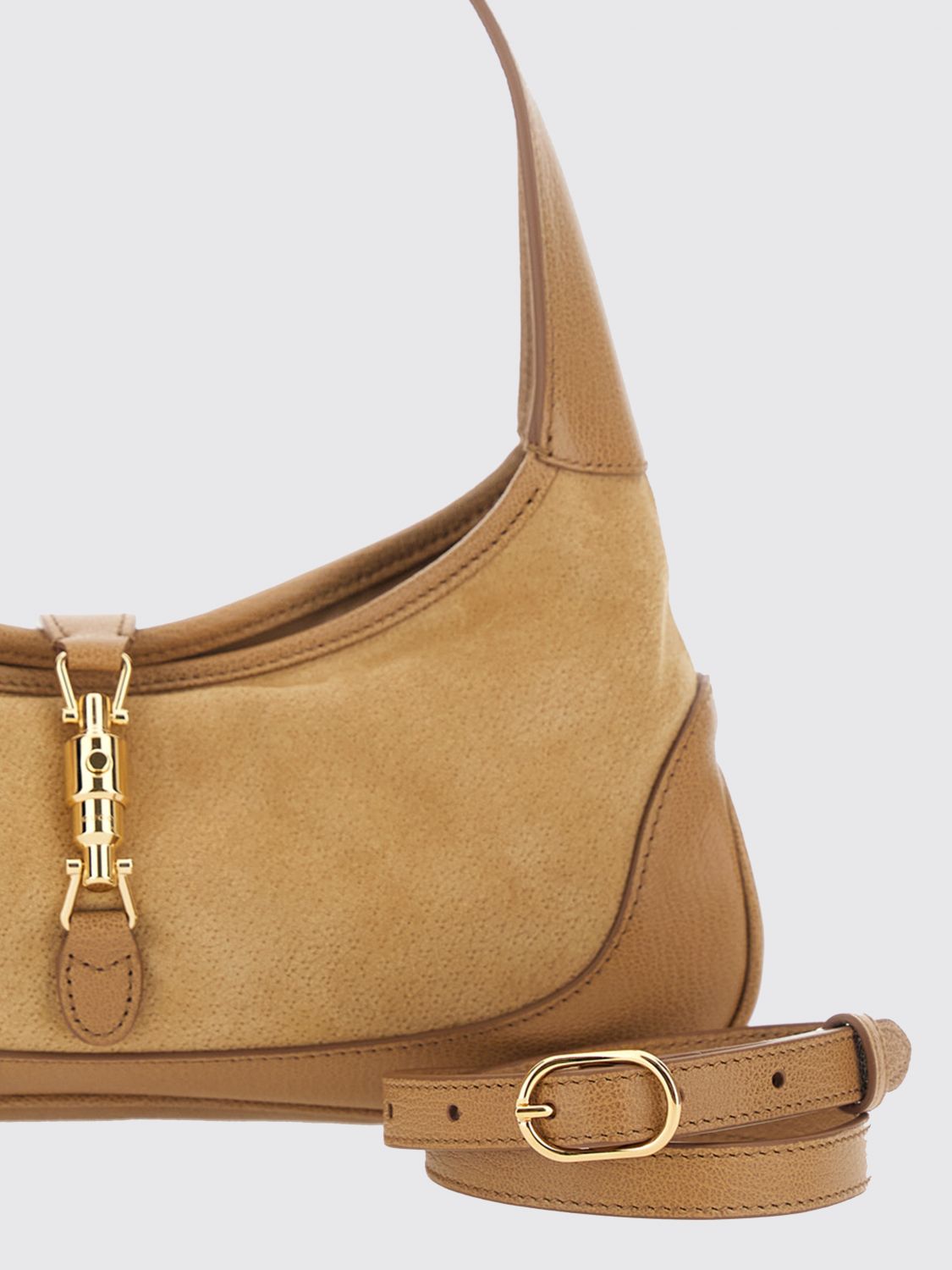 jackie slim shoulder bag in grained leather with piston lock