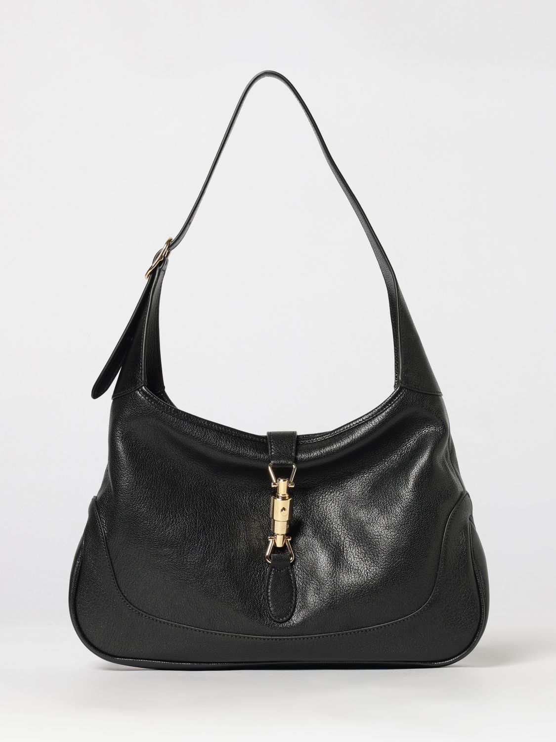 jackie 1961 medium shoulder bag in black grained leather