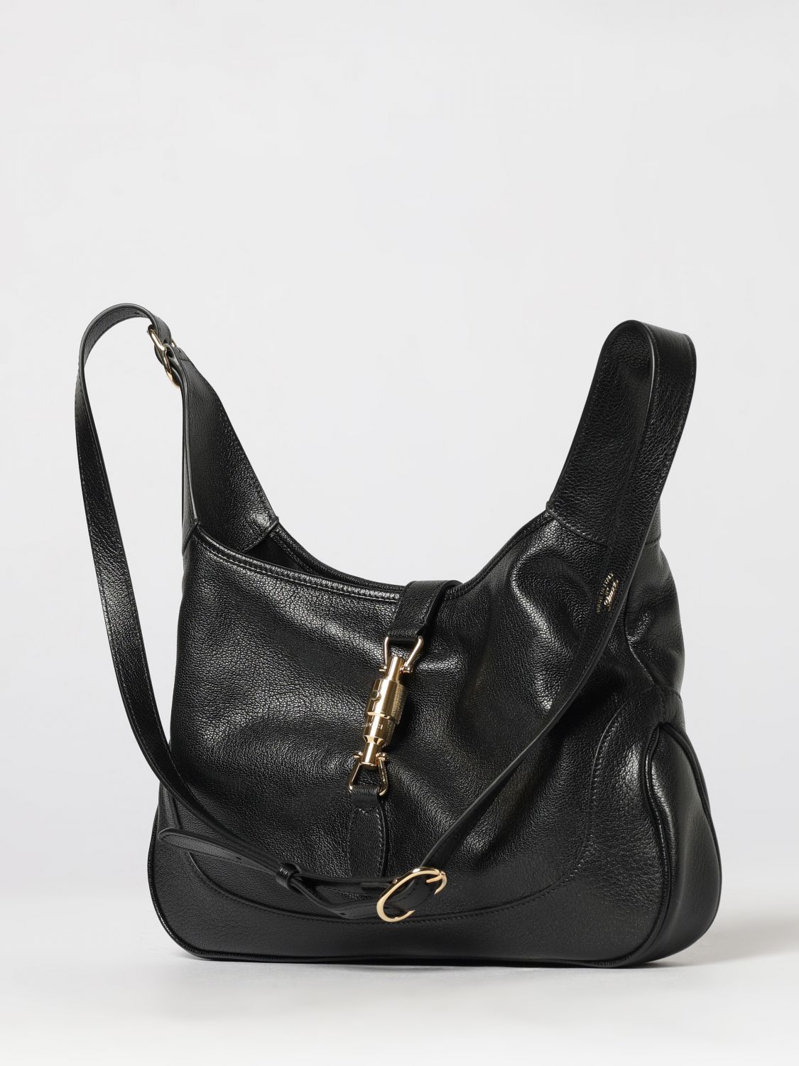 jackie 1961 medium shoulder bag in black grained leather