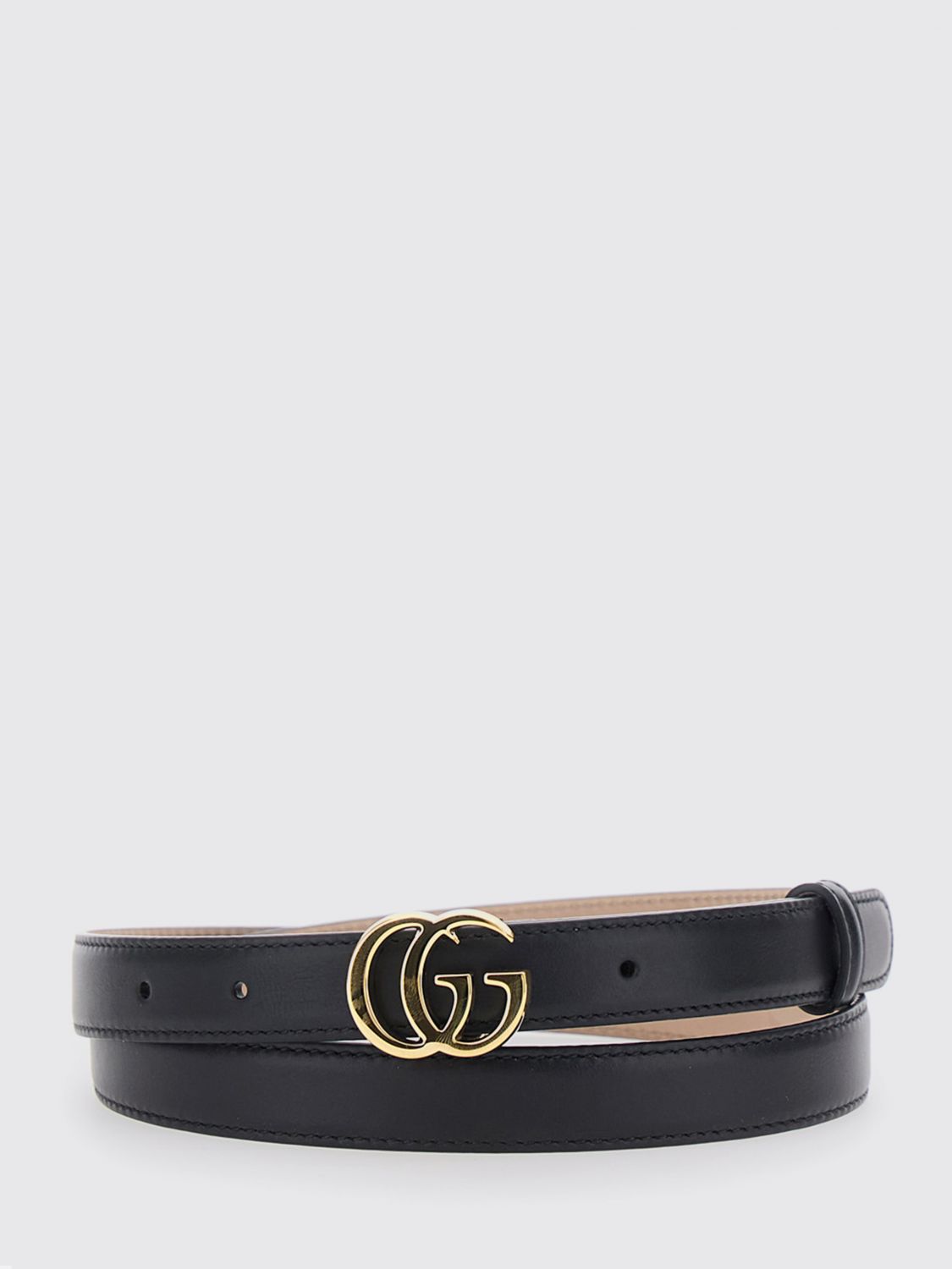 gg marmont slim calfskin leather belt with double g buckle