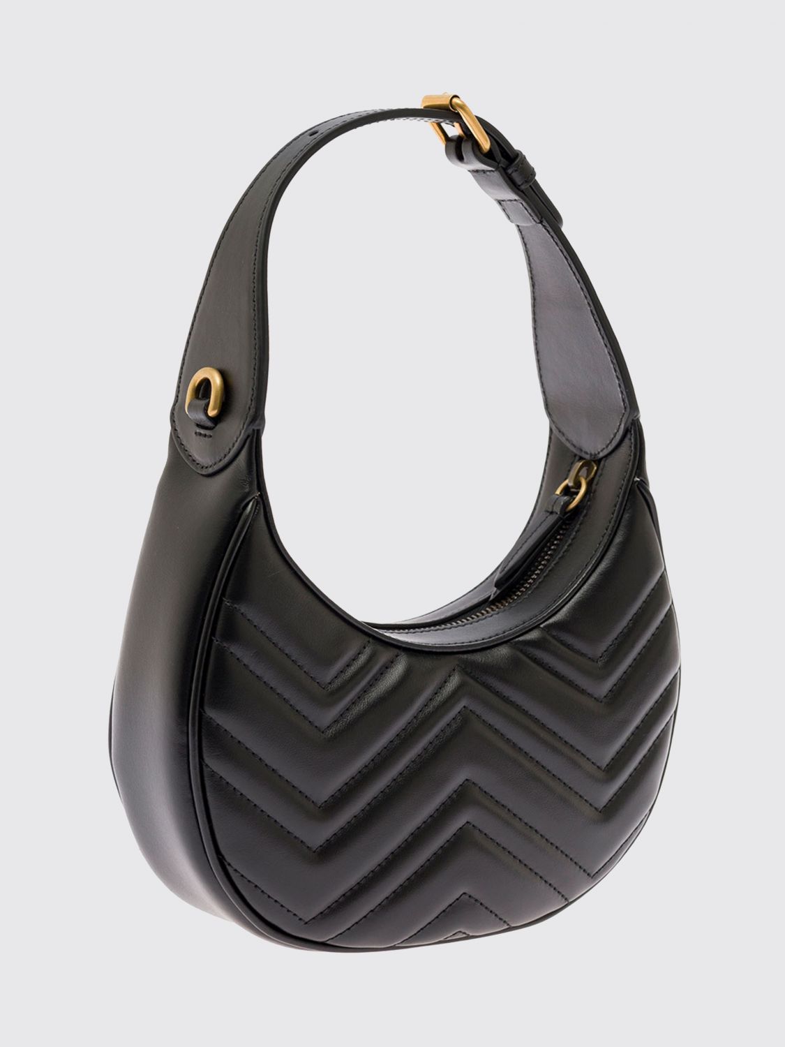 gg marmont mini hobo bag in matelassé leather with chain strap