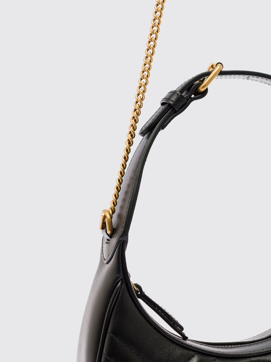 gg marmont mini hobo bag in matelassé leather with chain strap