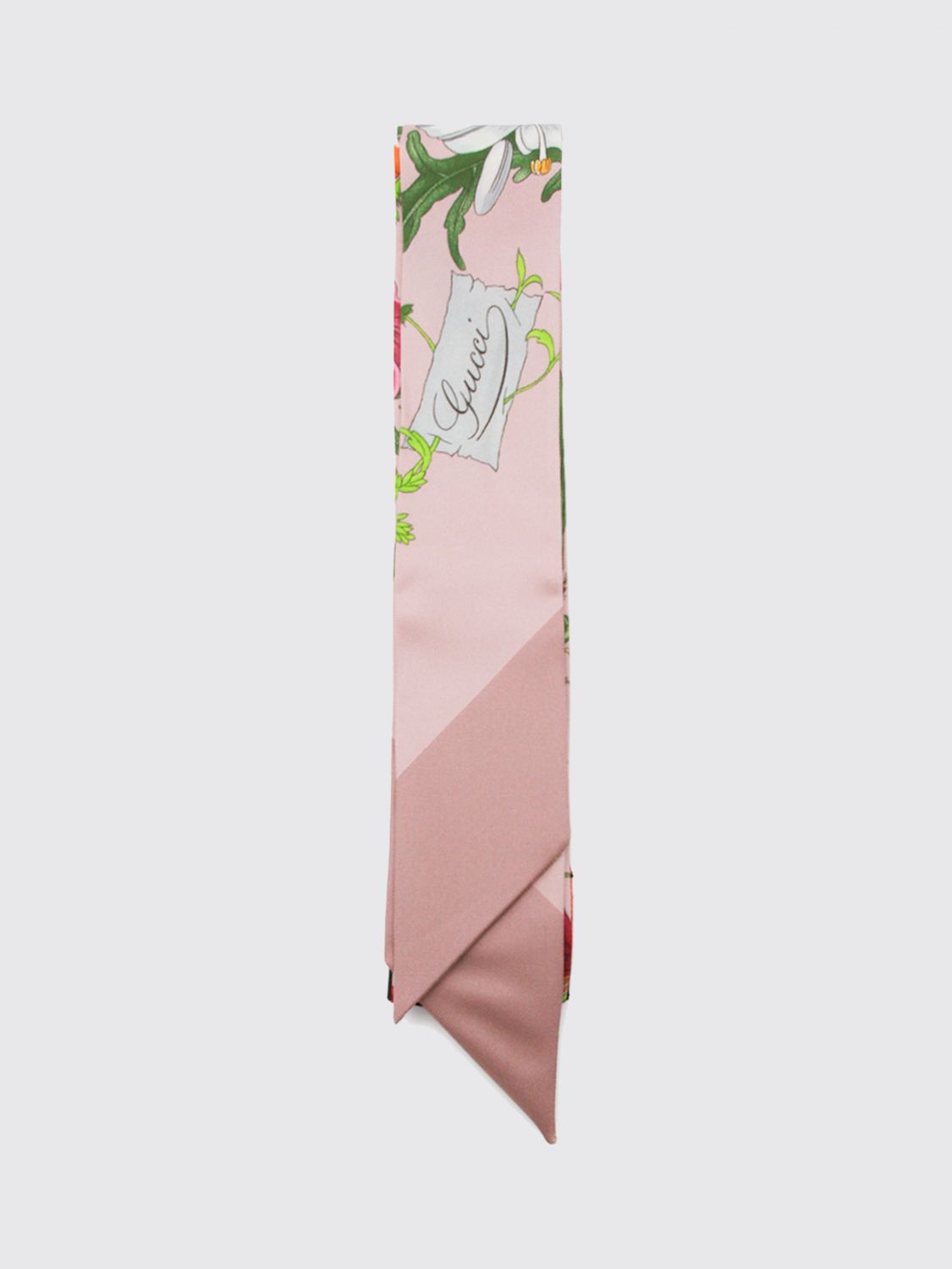 floral print silk bandeau scarf with logo