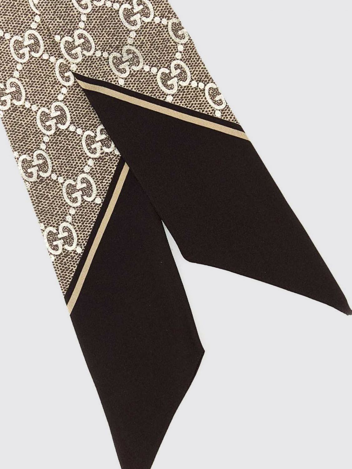 rectangular bandeau scarf in silk with all-over gg monogram print