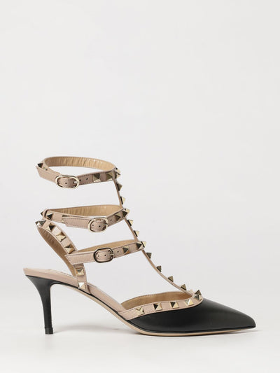 rockstud leather slingback pumps with studs and mid stiletto heel