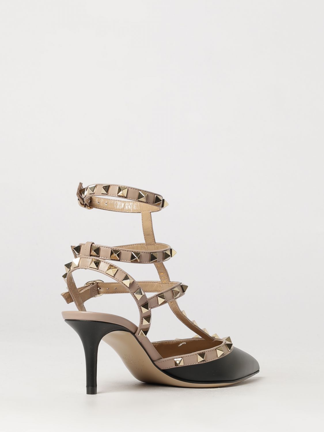 rockstud leather slingback pumps with studs and mid stiletto heel