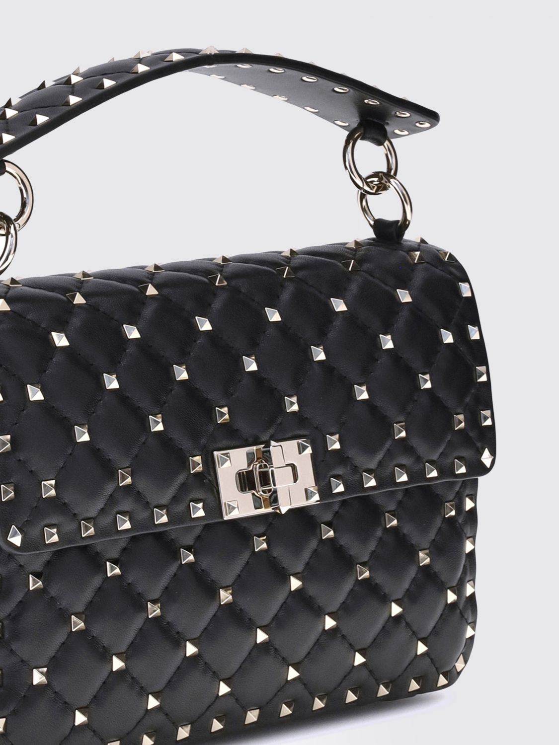 rockstud spike mini handbag in quilted nappa with studs