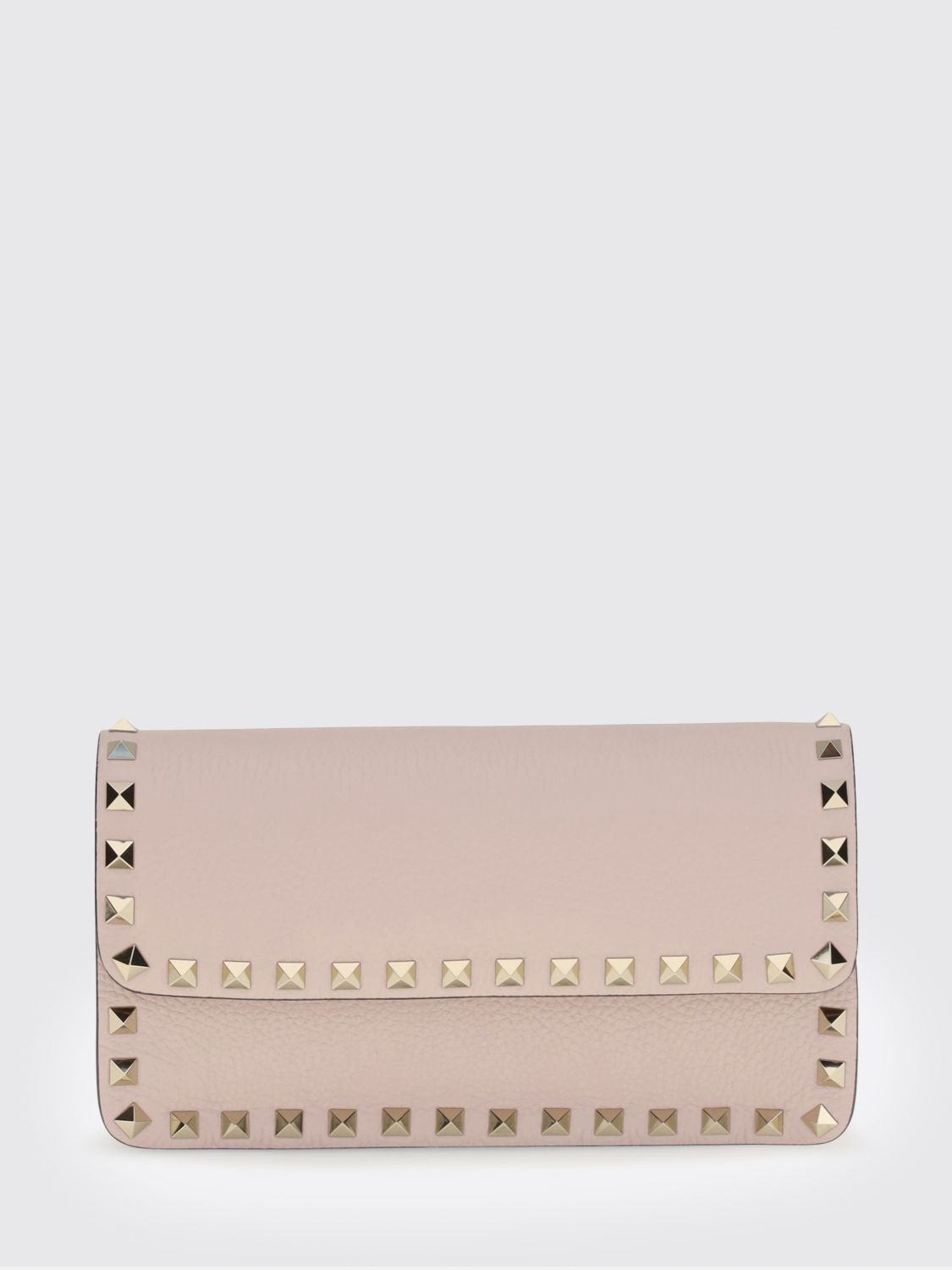 rockstud wallet on chain in grained calfskin with studs