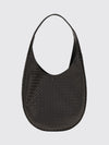 ovetto intrecciato lambskin shoulder bag with woven handle