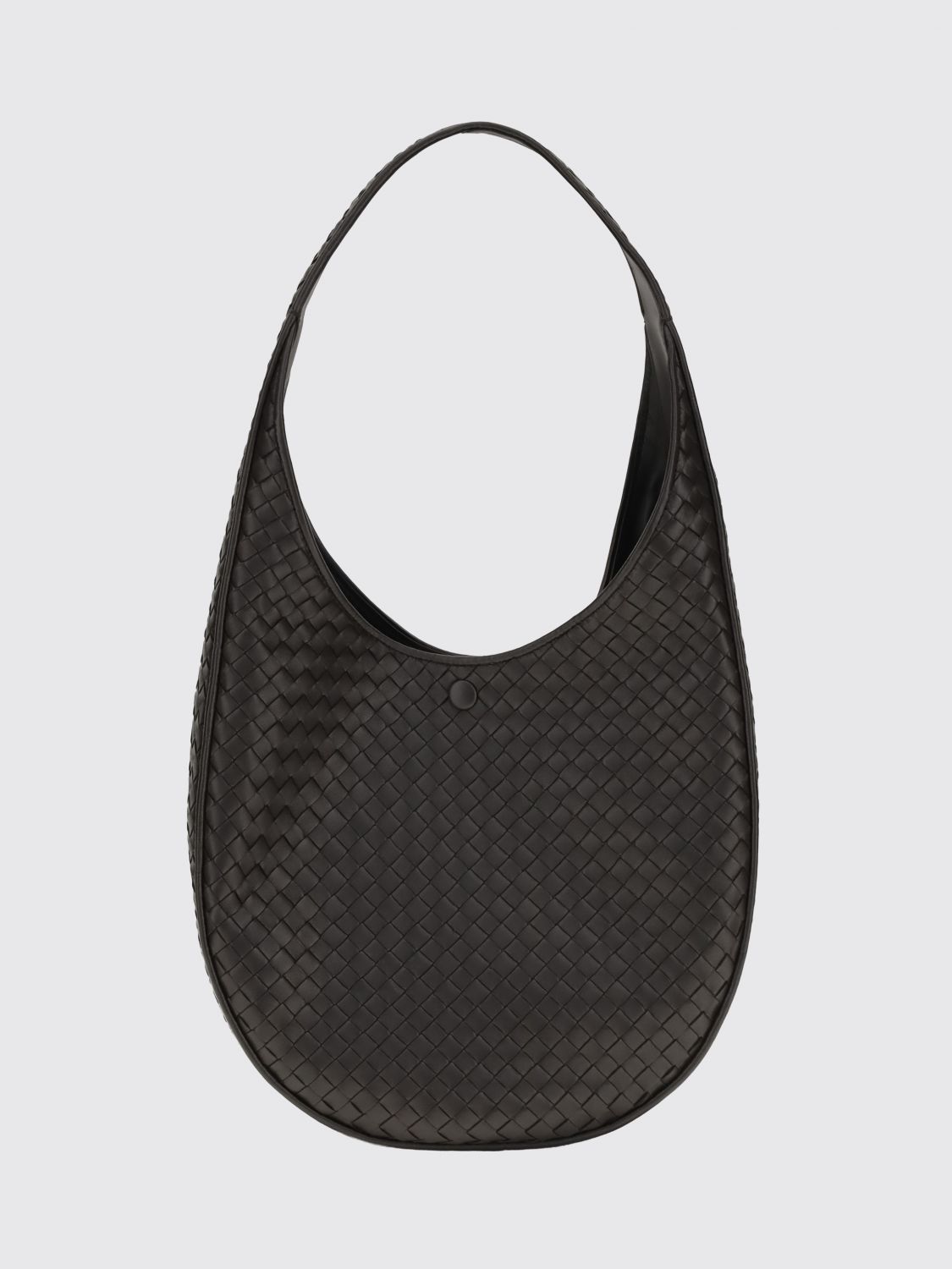 ovetto intrecciato lambskin shoulder bag with woven handle