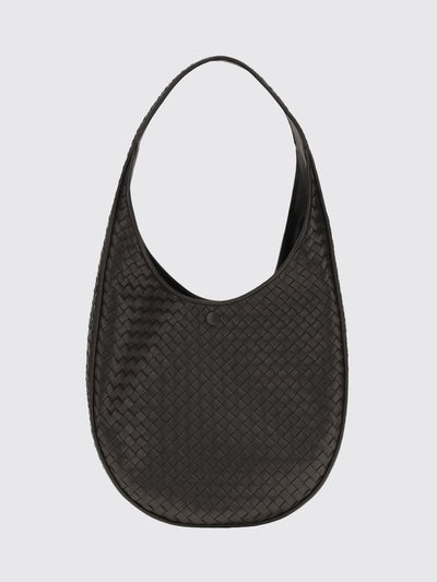 ovetto intrecciato lambskin shoulder bag with woven handle