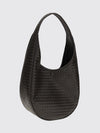ovetto intrecciato lambskin shoulder bag with woven handle