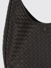ovetto intrecciato lambskin shoulder bag with woven handle