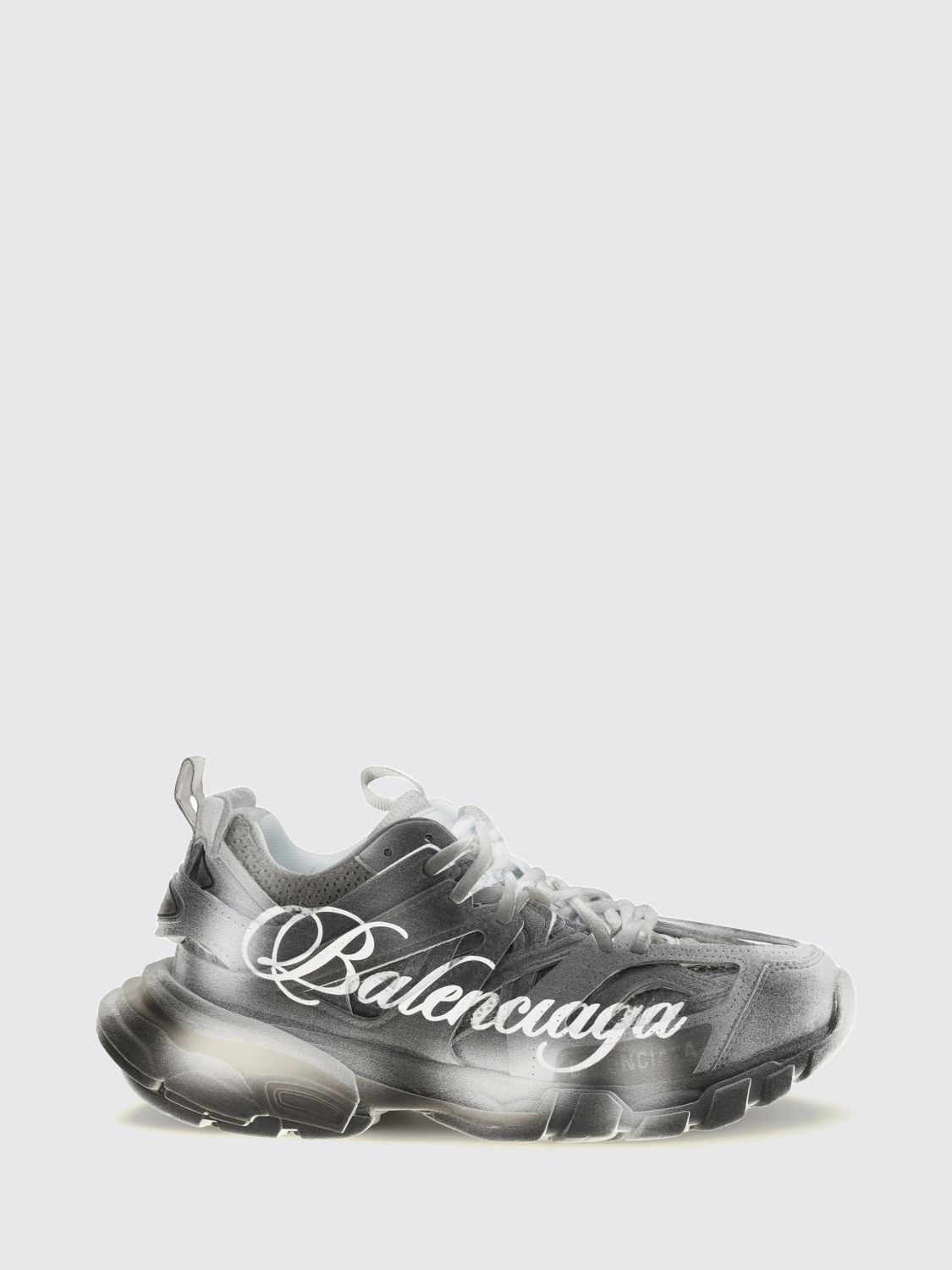 track mesh and nylon sneakers with logo and oversized sole