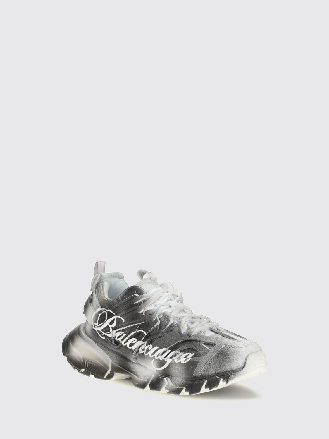 track mesh and nylon sneakers with logo and oversized sole