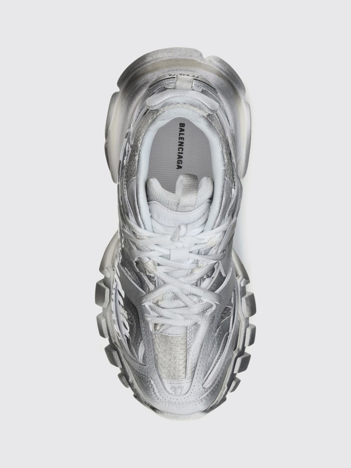 track mesh and nylon sneakers with logo and oversized sole