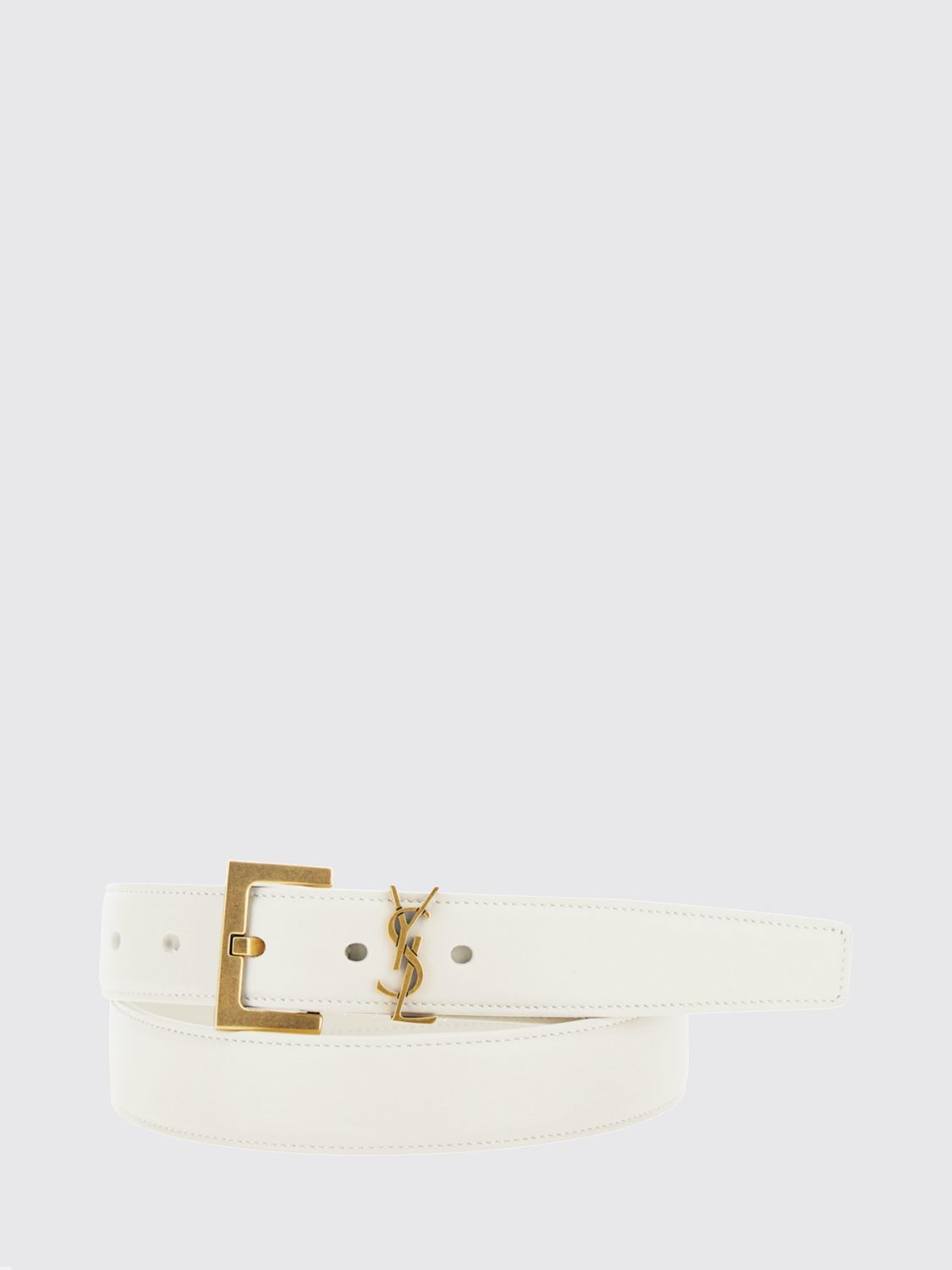 cassandre 3 cm calfskin leather belt with ysl monogram