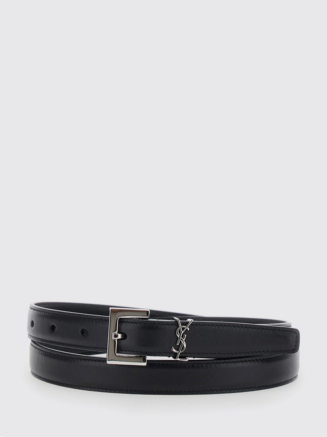 SAINT LAURENT 75 cassandre deer leather belt with ysl monogram buckle