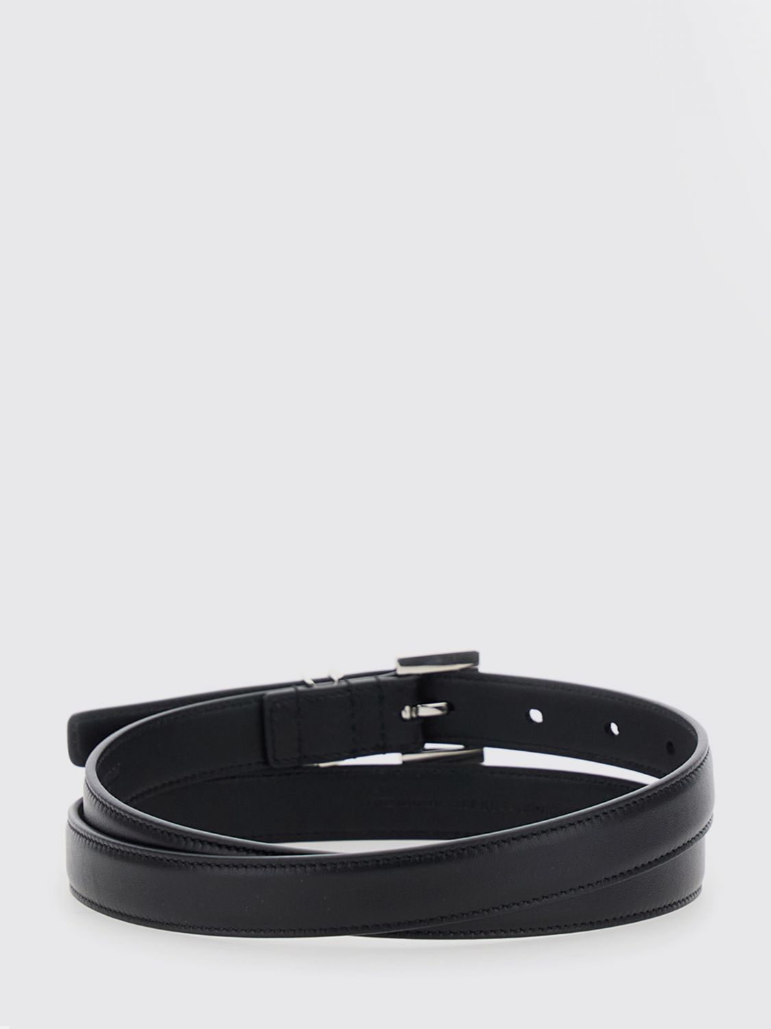 cassandre deer leather belt with ysl monogram buckle