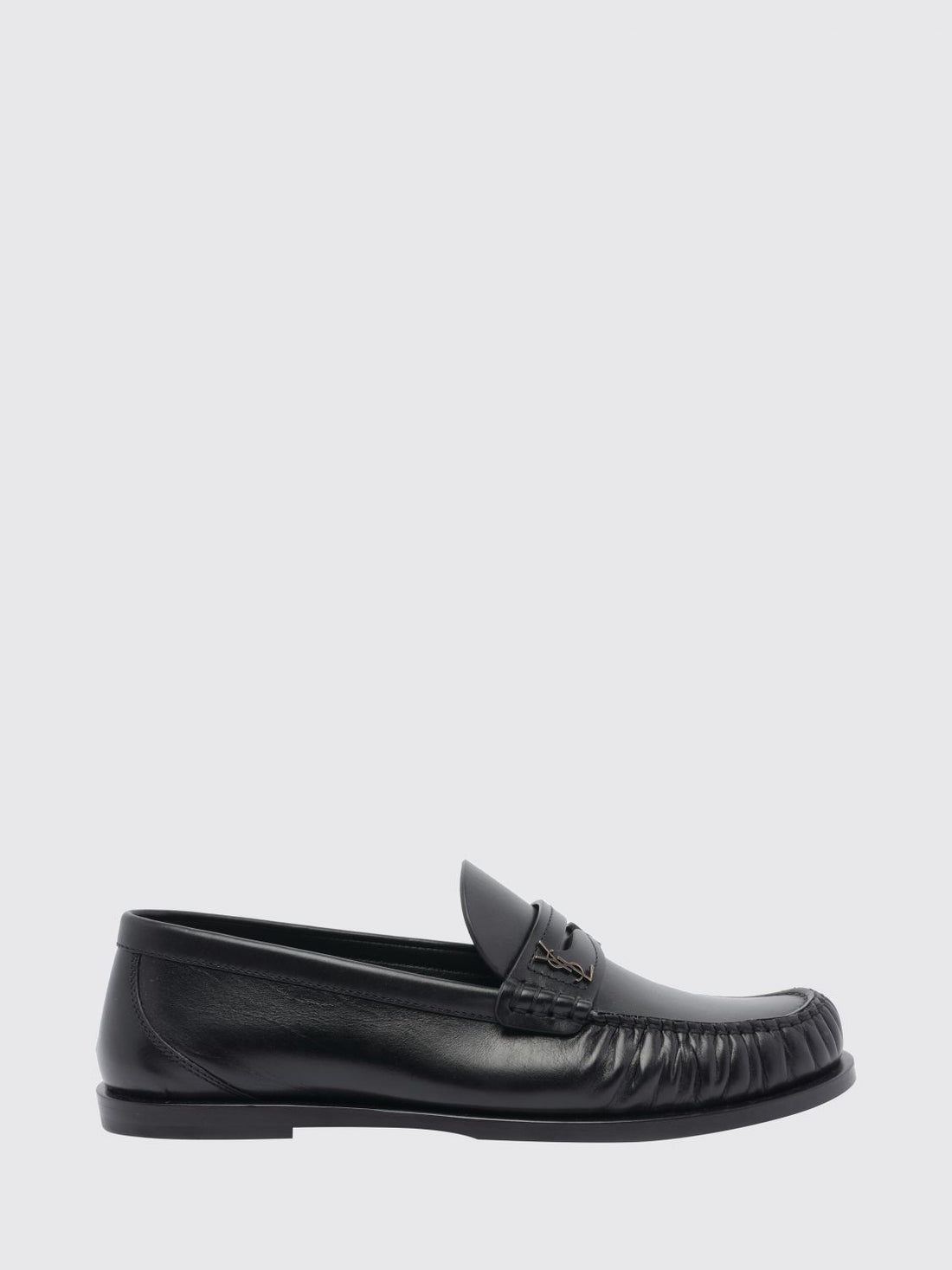 SAINT LAURENT 36½ penny loafers in smooth calfskin leather with ysl monogram