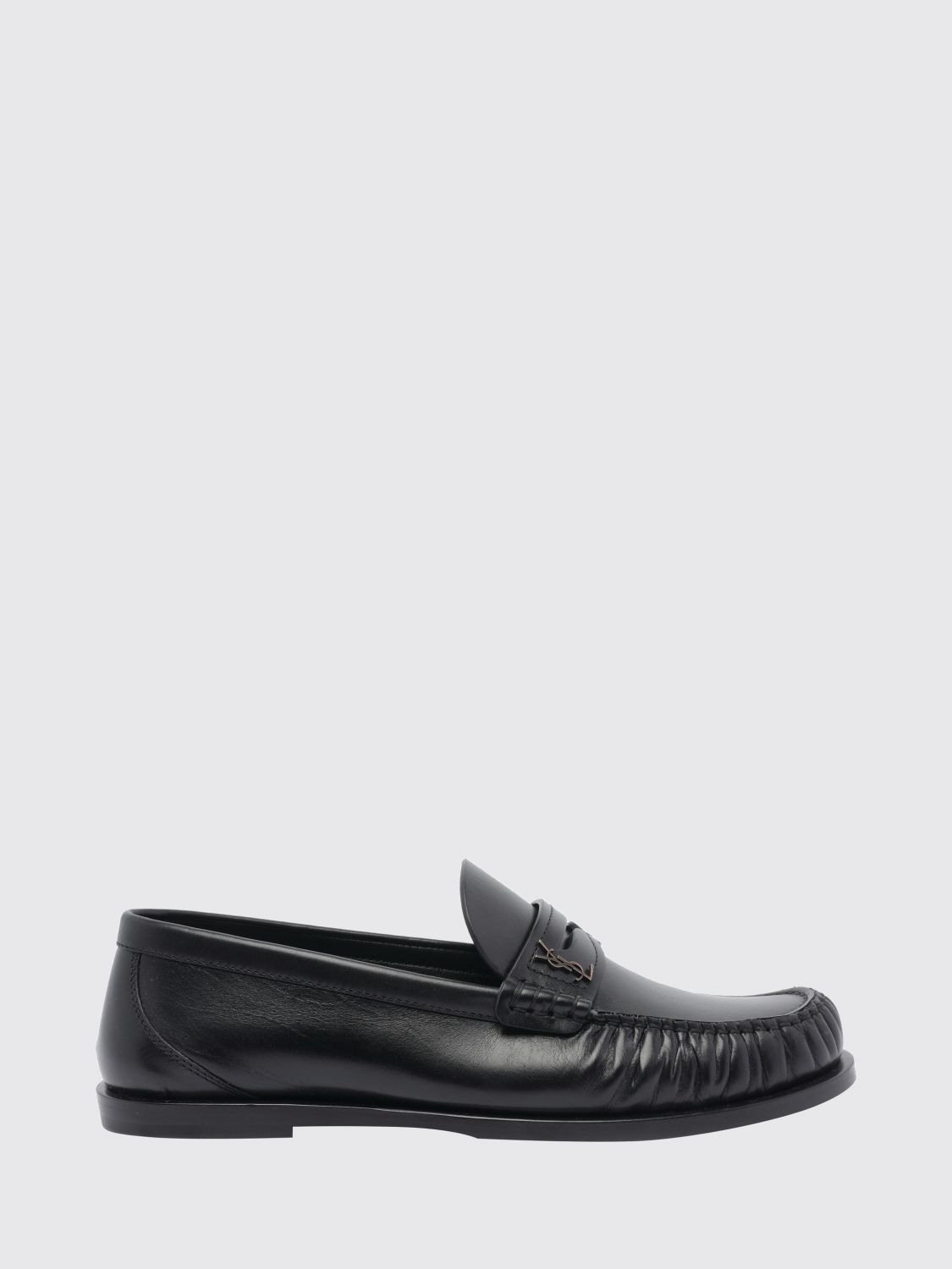 penny loafers in smooth calfskin leather with ysl monogram