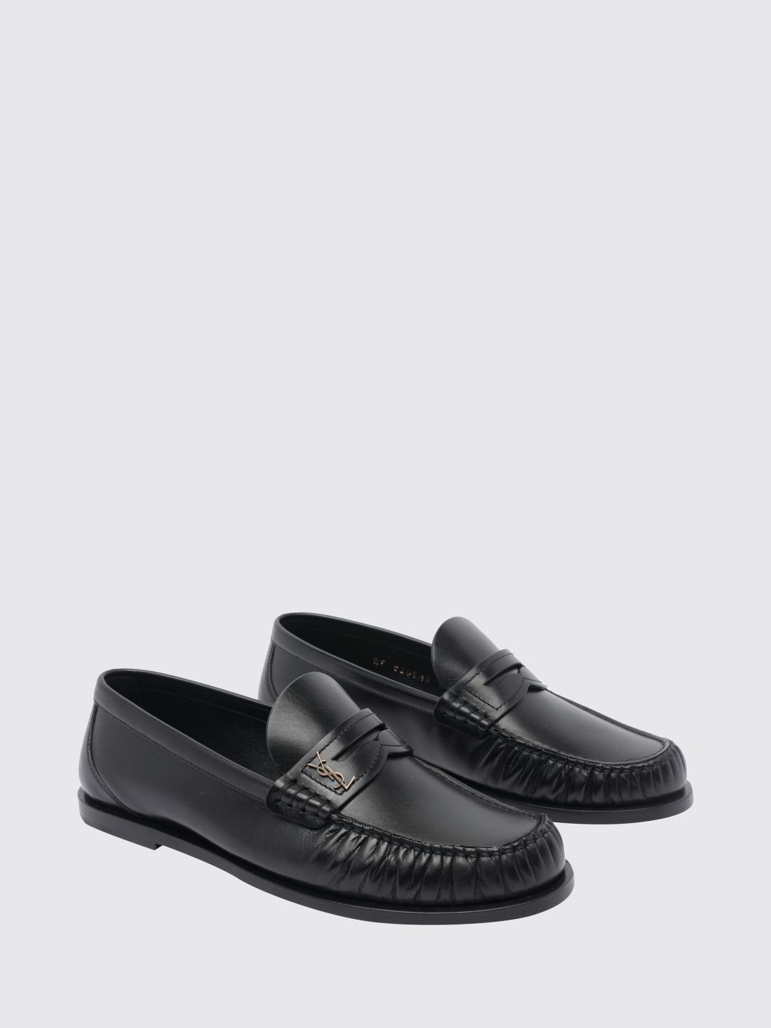 penny loafers in smooth calfskin leather with ysl monogram