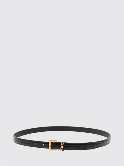 cassandre croc-effect lambskin belt with ysl monogram