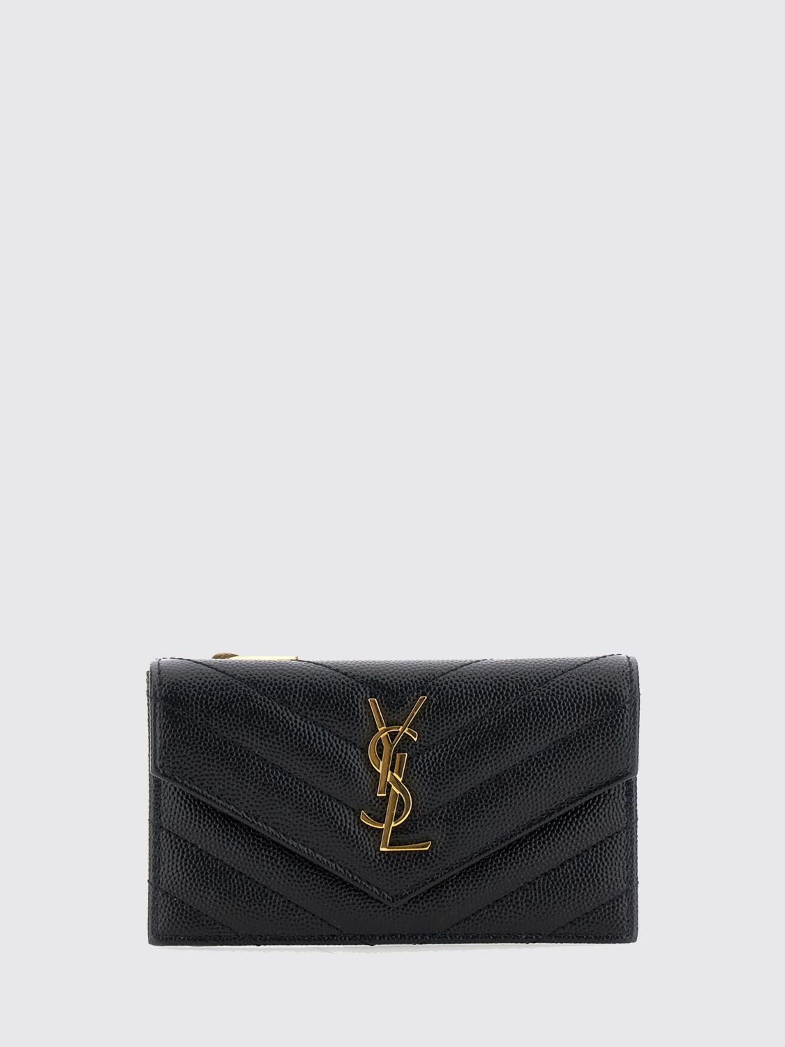 cassandre card holder in leather with ysl metal monogram