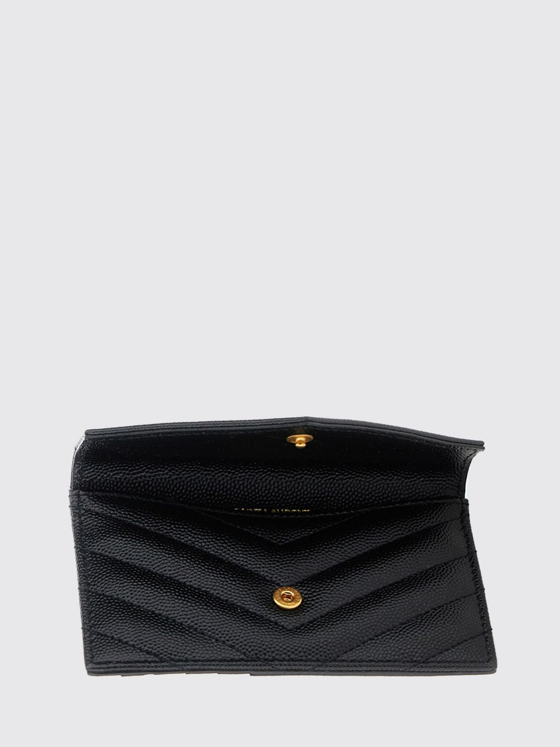 SAINT LAURENT OS cassandre card holder in leather with ysl metal monogram