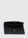 cassandre card holder in leather with ysl metal monogram