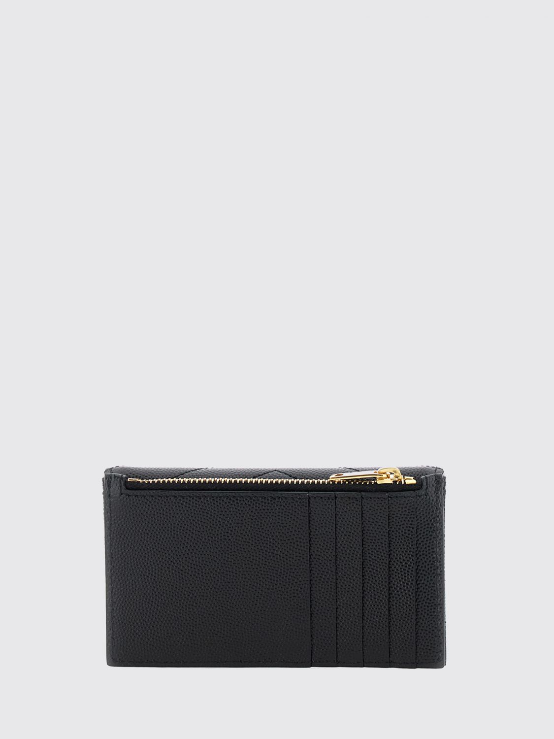 cassandre card holder in leather with ysl metal monogram
