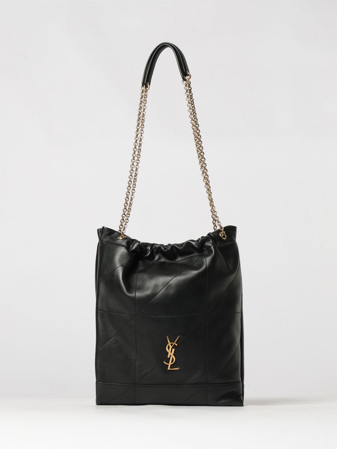 jamie small leather bucket bag with ysl monogram