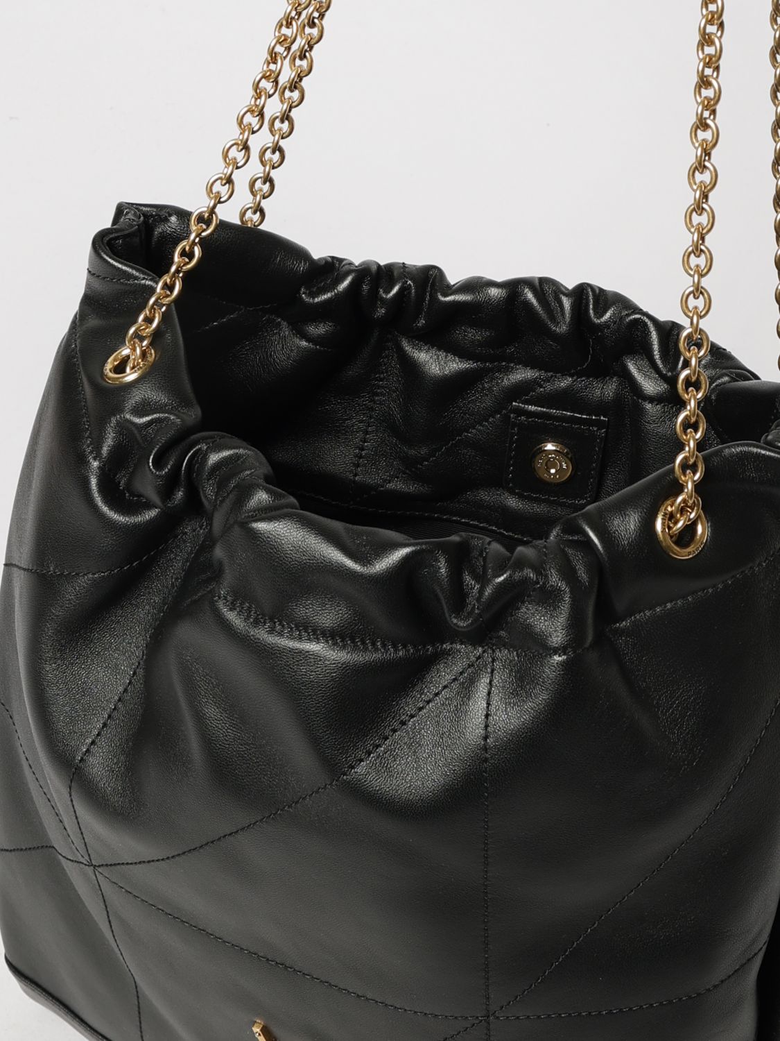 jamie small leather bucket bag with ysl monogram
