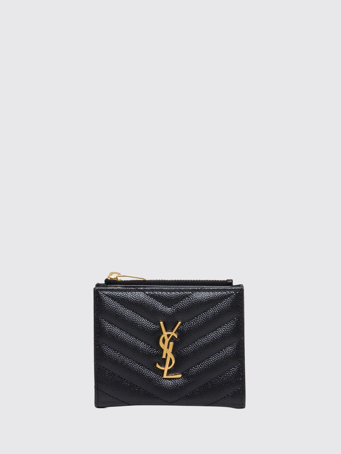 SAINT LAURENT OS cassandre grain de poudre leather bifold wallet