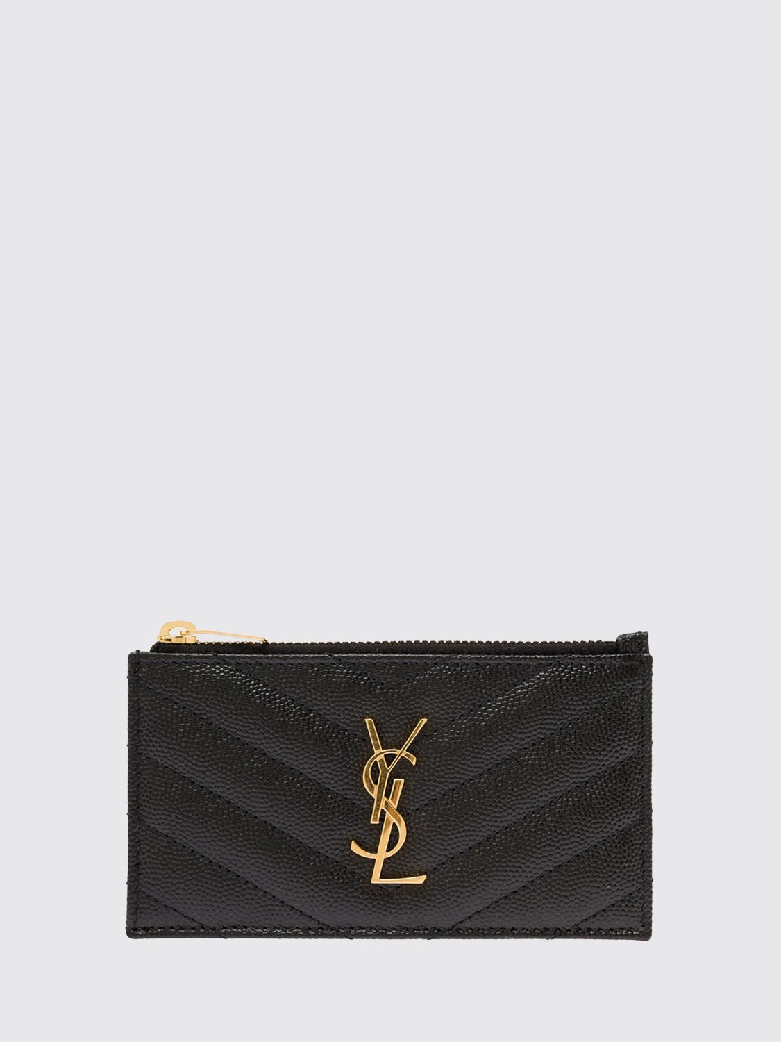 cassandre grain de poudre leather card holder with ysl logo