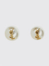 brass earrings with pearls and logo detail