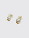 brass earrings with pearls and logo detail