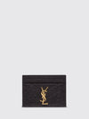 cassandre flat card holder in grain de poudre leather with ysl