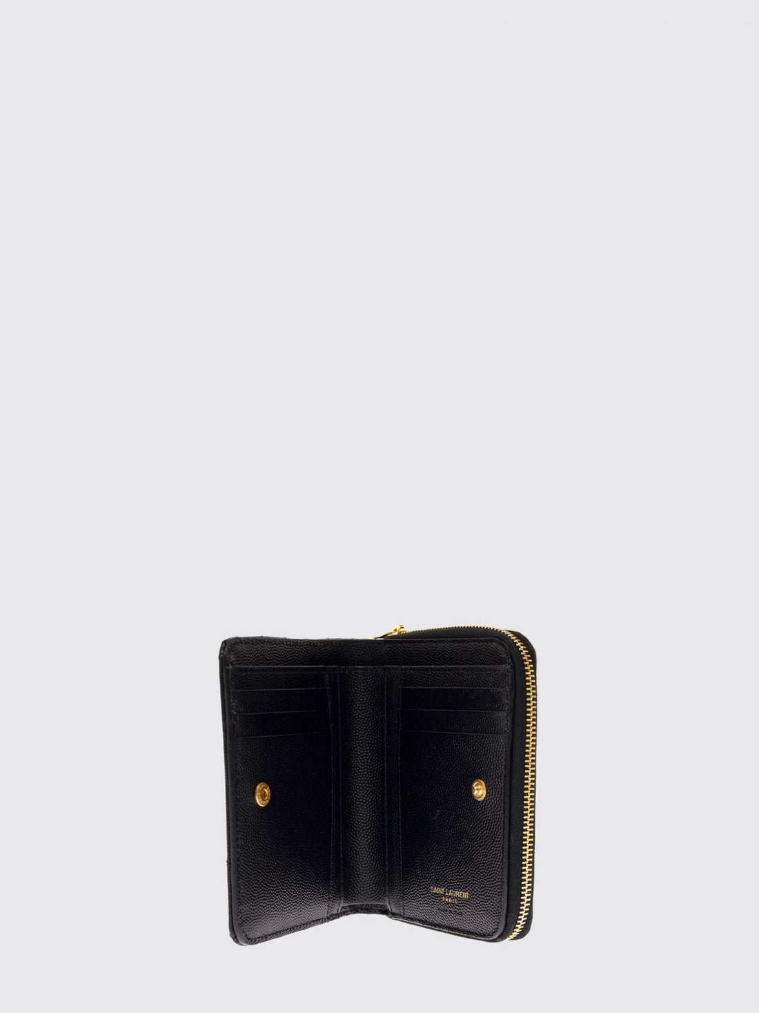 SAINT LAURENT OS cassandre bifold zip wallet in grain de poudre leather