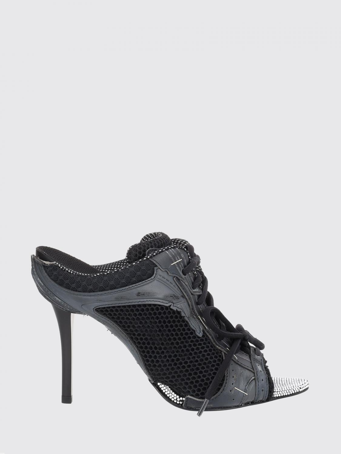 stapler mesh mules with mid stiletto heel