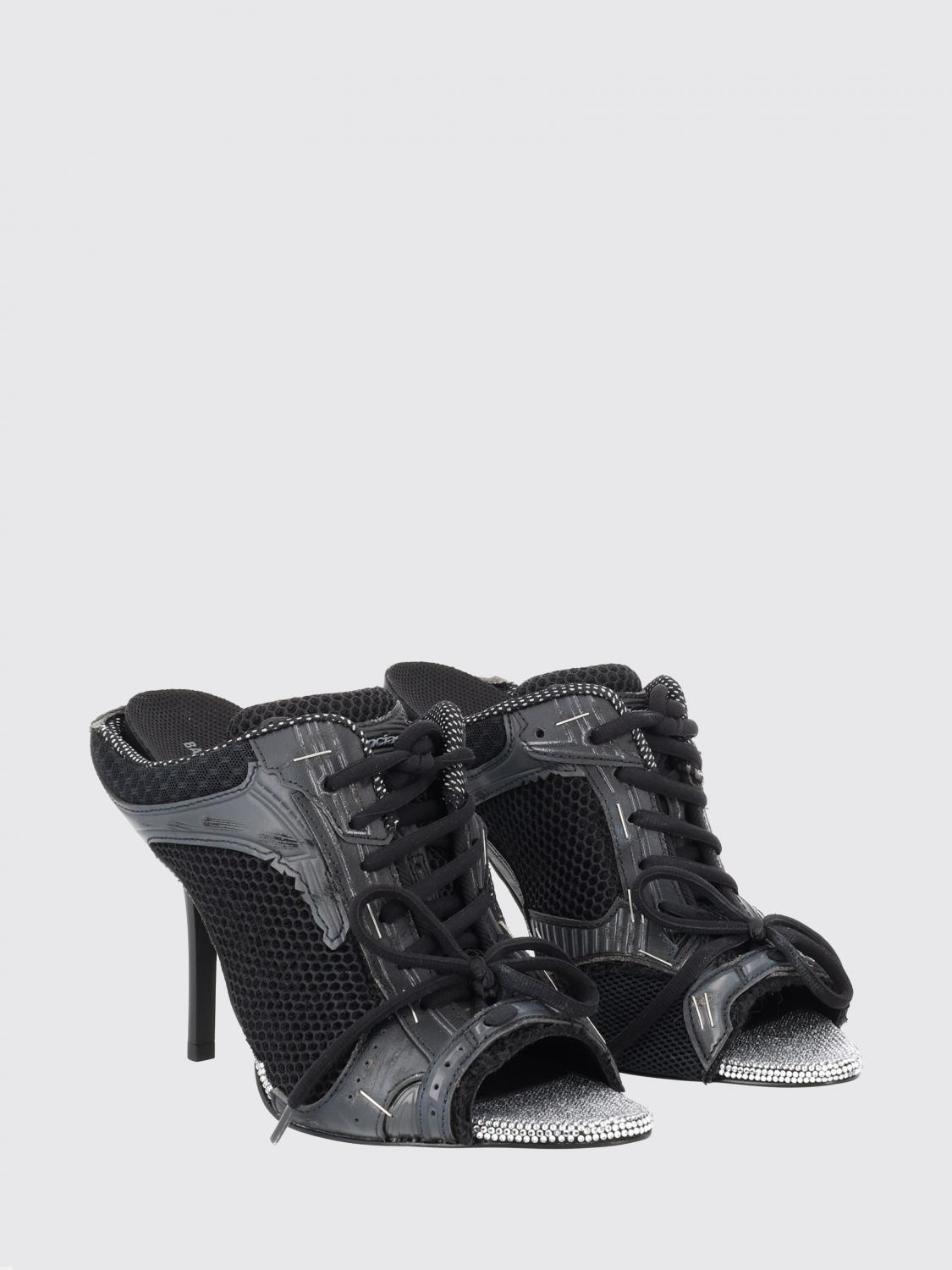 stapler mesh mules with mid stiletto heel