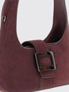handbag in suede sheepskin with logo plaque