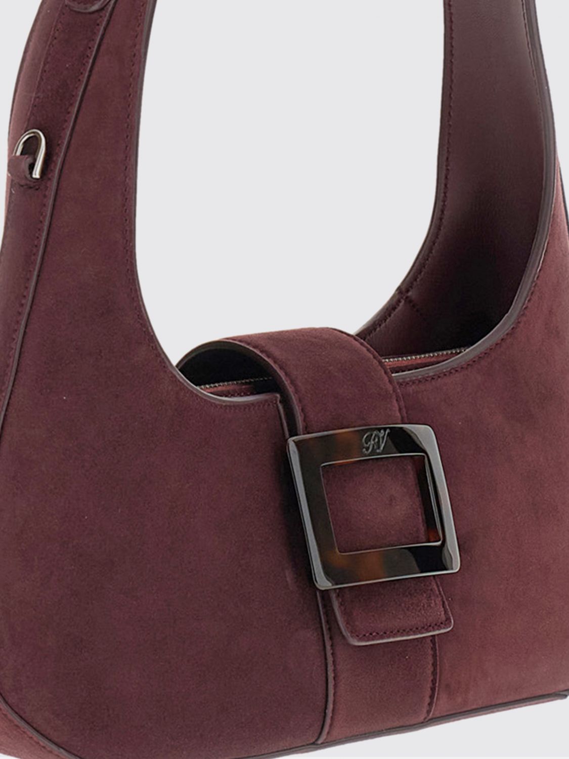 handbag in suede sheepskin with logo plaque