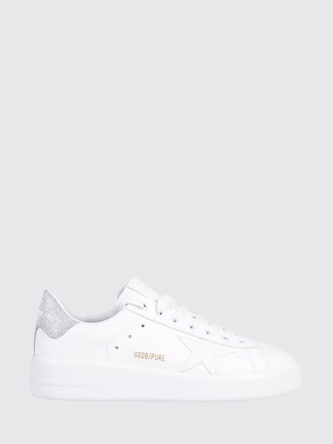 GOLDEN GOOSE 36 purestar low-top sneakers in leather and glitter mesh with logo