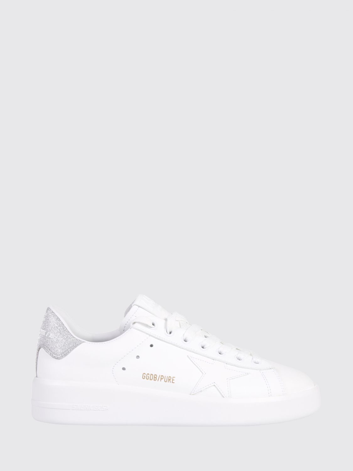 purestar low-top sneakers in leather and glitter mesh with logo