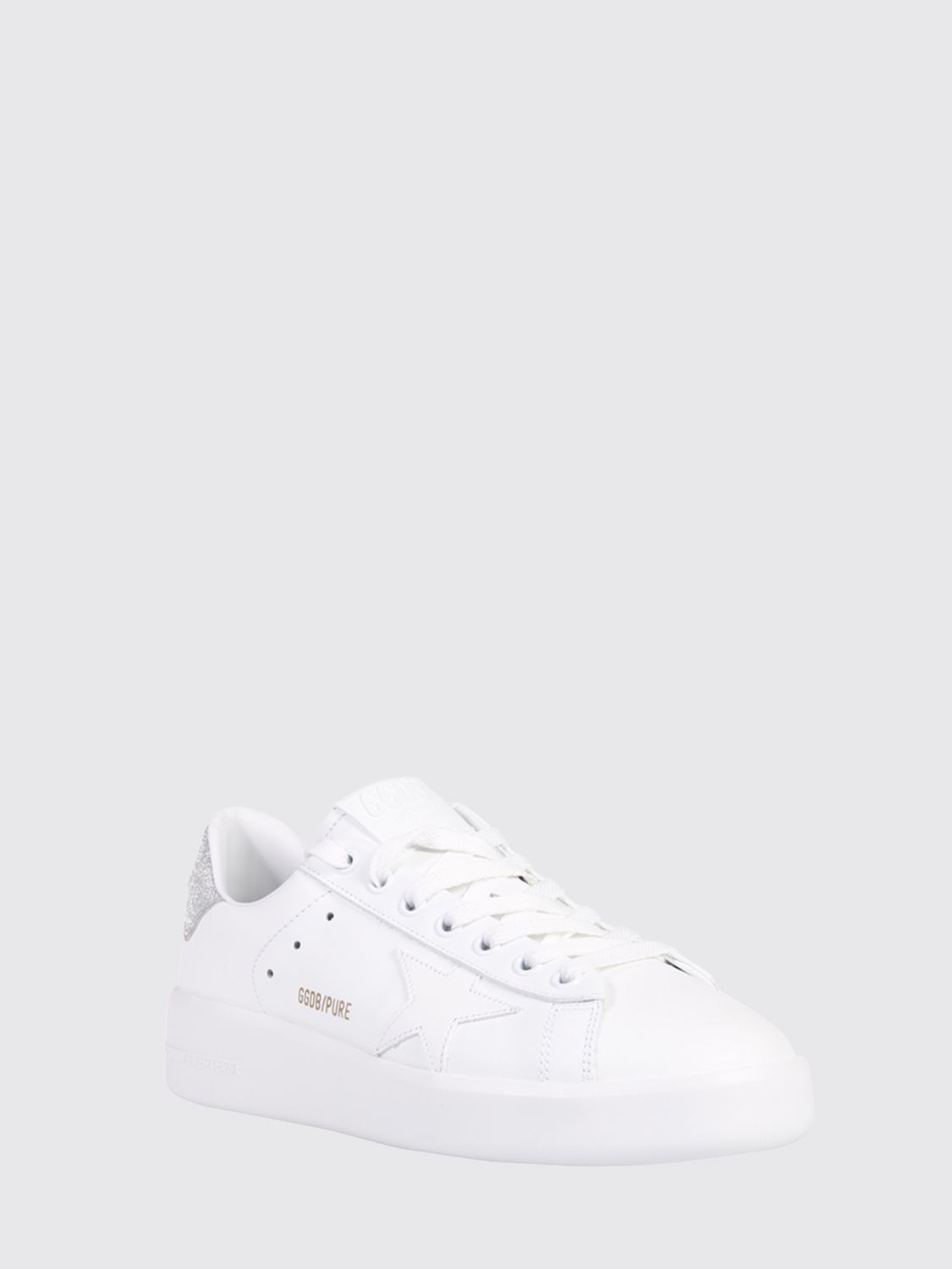 purestar low-top sneakers in leather and glitter mesh with logo