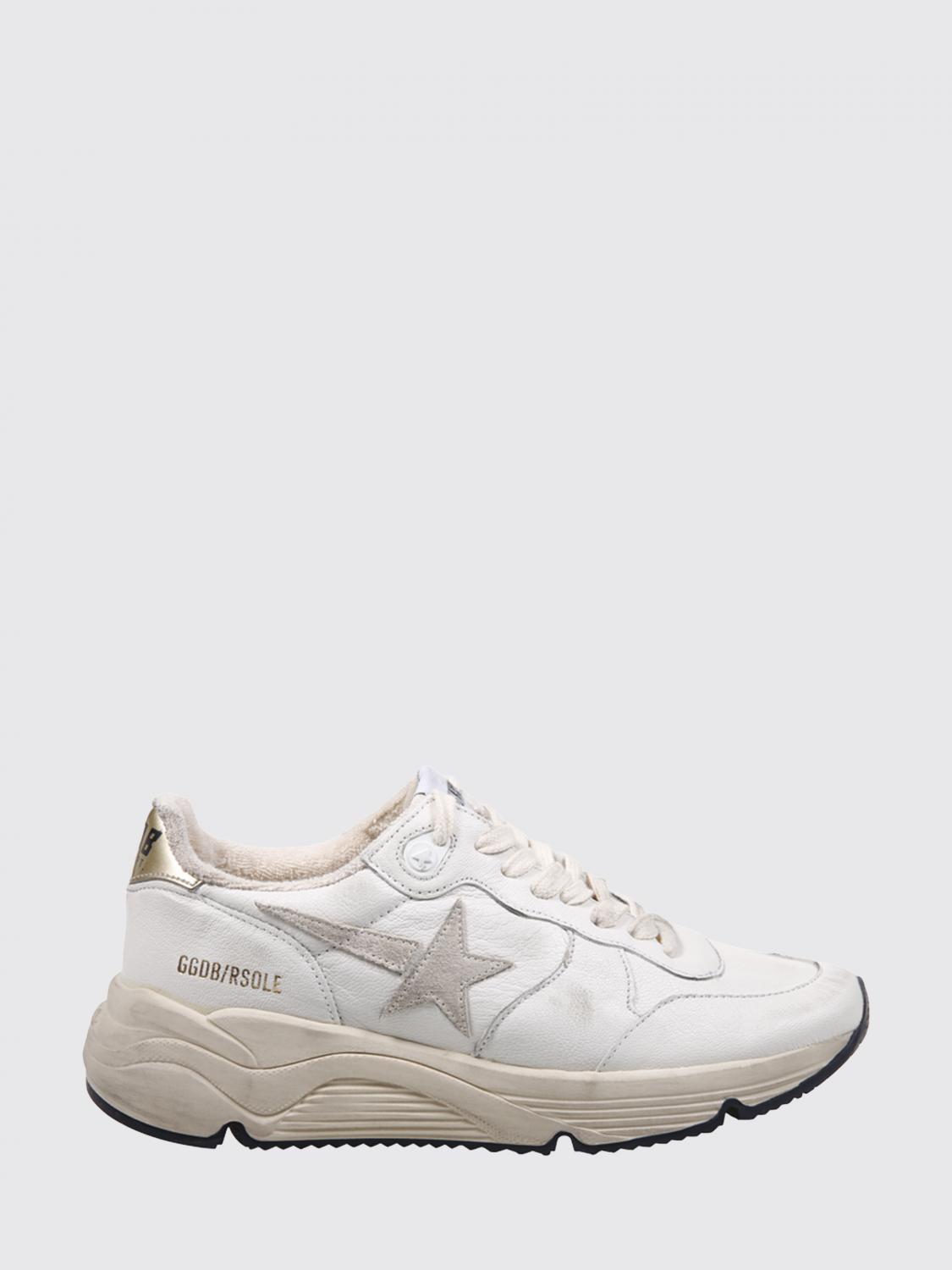 running sole low-top leather sneakers with distressed effect