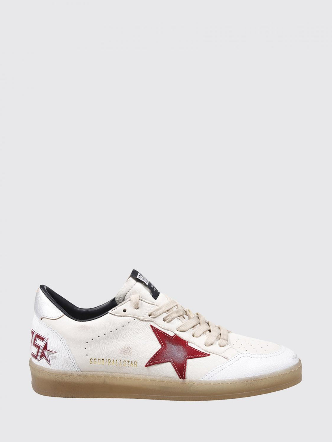 GOLDEN GOOSE 40 ball star low-top nappa and crackle leather sneakers with distressed effect